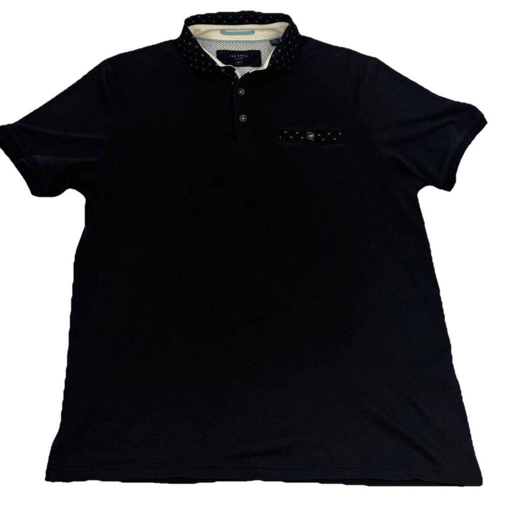 Ted Baker London‎ Short Sleeve Polo Shirt Mens Size 3 Medium Navy Blue Cotton